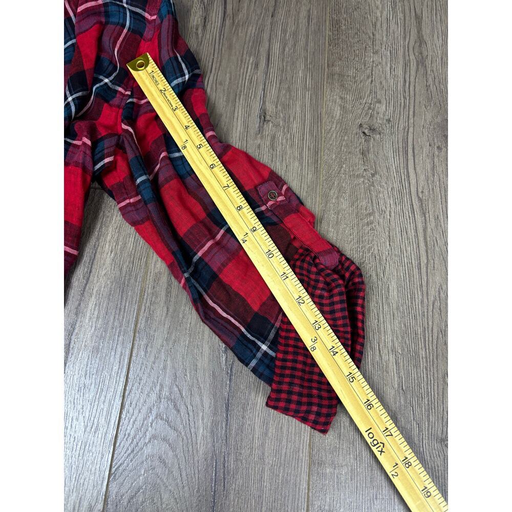 Umgee Plaid Fringe Cardigan Women’s Small Red Black Draped Open Front Top - Picture 4 of 6